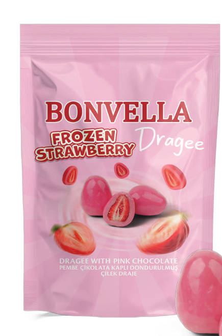 Pink Chocolate-Coated Frozen Strawberry Dragee